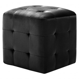 Pufe 2 pcs 30x30x30 cm veludo preto H