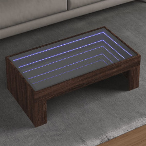 Mesa de centro con Infinity LED marrón roble 90x50x30 cm D