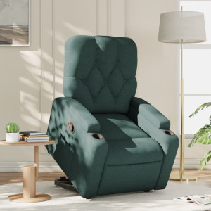 Sillón reclinable elevable tela verde oscuro D