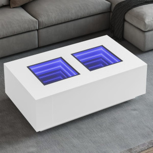 Mesa central com LED Infinity branco 116x69x40 cm D