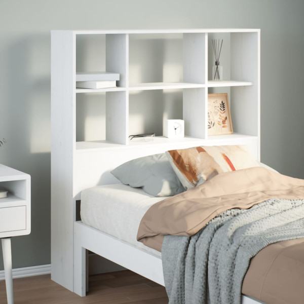 Cama cabeça armazenamento madeira maciça pinheiro branco 75 cm D