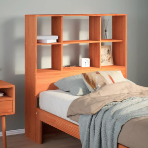 Cabecero de cama almacenaje madera maciza pino marrón 90 cm D