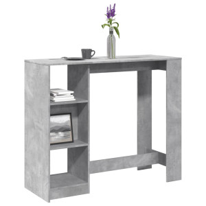 Barra de mesa com prateleira de madeira cinza de concreto 124x46x103.5 cm D