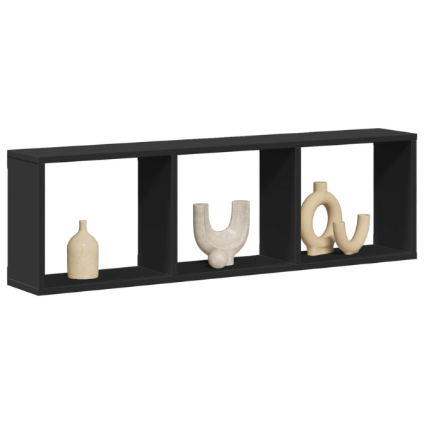 Armario de pared madera de ingeniería negro 100x16x30 cm D