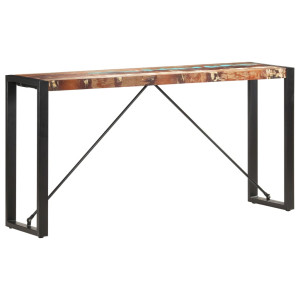 Mesa de console de madeira maciça reciclada 150x35x76 cm D