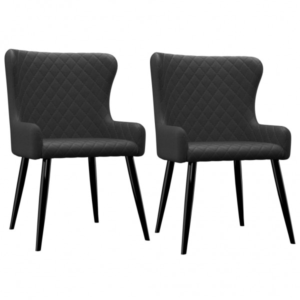 Cadeiras de jantar 2 unidades de tecido preto D
