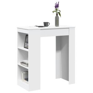 Mesa alta con estantes madera ingeniería blanca 95x47x103.5 cm D