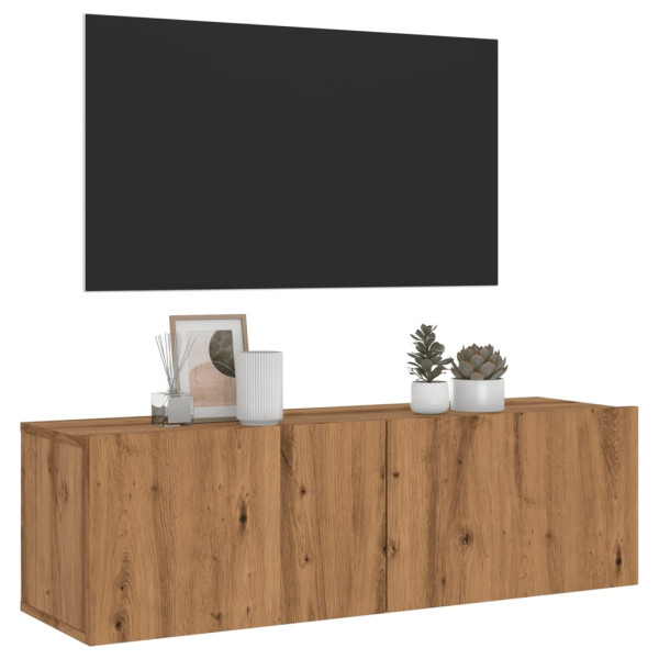 Mueble TV de pared madera ingeniería roble artisan 100x30x30 cm D