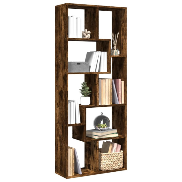 Librería divisora madera ingeniería roble ahumado 67x25x161.5cm D