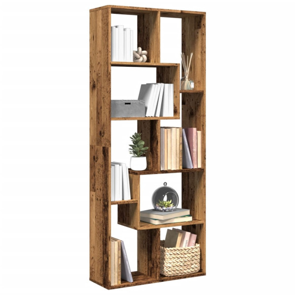 Librería divisora madera ingeniería envejecida 67x25x161.5 cm D