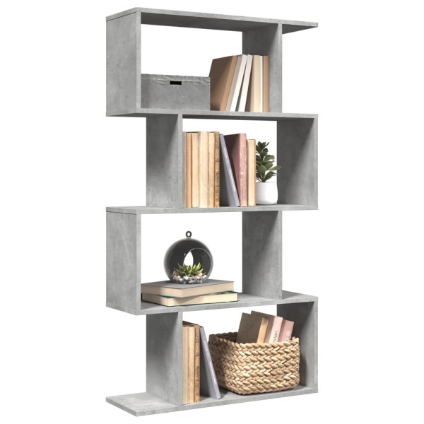 Librería divisora 4 niveles madera gris hormigón 70x24x129 cm D