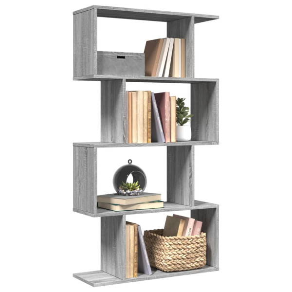 Librería divisora 4 niveles madera gris Sonoma 70x24x129 cm D