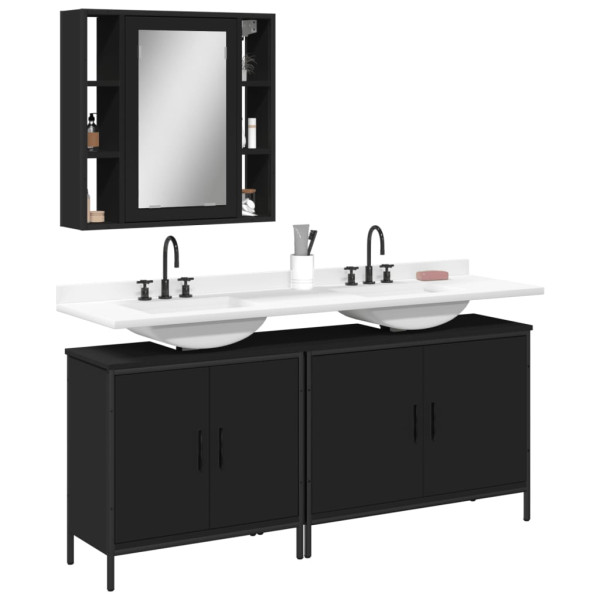 Set de muebles de baño 3 piezas madera contrachapada negro D