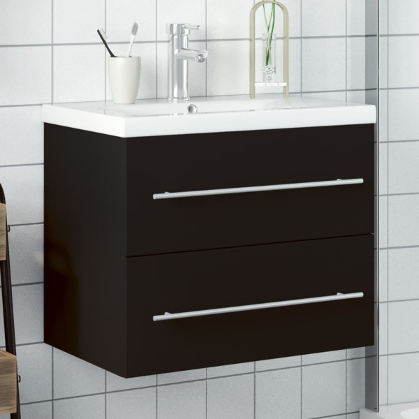 Mueble de baño con lavabo integrado negro D