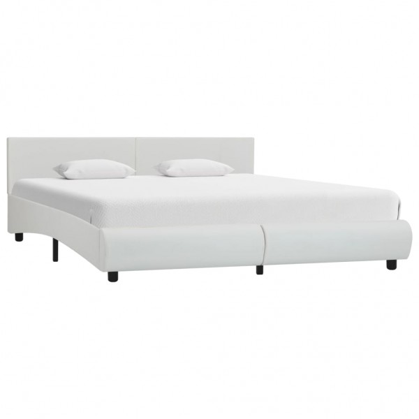 Estructura de cama de cuero sintético blanco 180x200 cm D