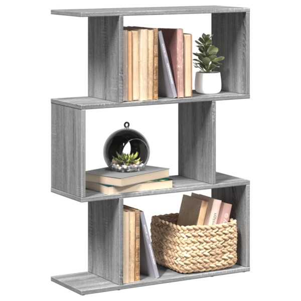 Librería divisora 3 niveles madera gris Sonoma 70x24x97 cm D