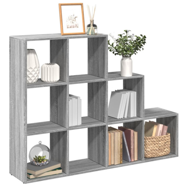 Librería divisora 3 niveles madera gris Sonoma 137.5x29x103.5cm D