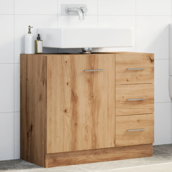 Armario de lavabo madera ingeniería roble artisian 63x30x54 cm D