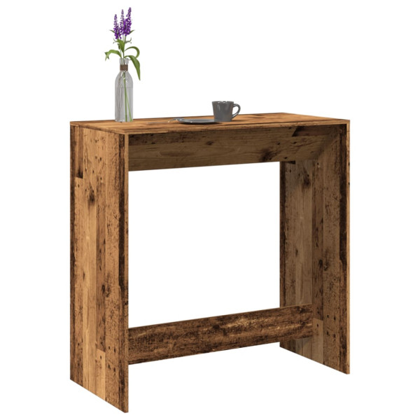 Mesa alta de bar madera ingeniería envejecida 102x50x103.5 cm D