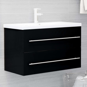 Mueble de lavabo madera de ingeniería negro 80x38.5x48 cm D