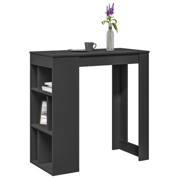 Mesa bar con estantes madera ingeniería negro 102x50x103.5 cm D