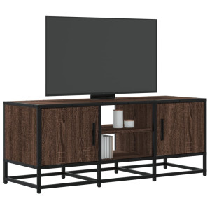 Mueble TV metal y madera ingeniería marrón roble 100x35x41 cm D