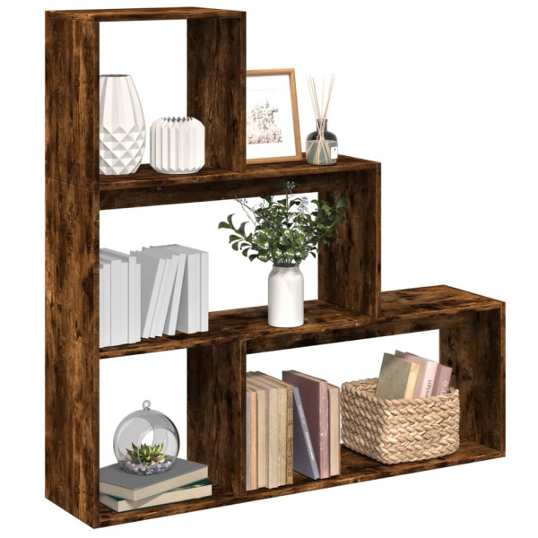 Librería divisora 3 niveles madera roble ahumado 123x29x123 cm D