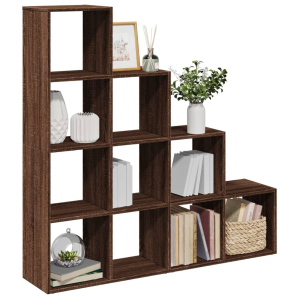 Librería divisora 4 niveles marrón roble 131.5x29x131.5 cm D