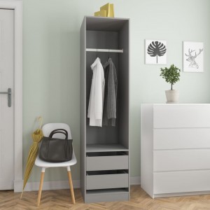 Armario con cajones de madera contrachapada gris 50x50x200 cm D
