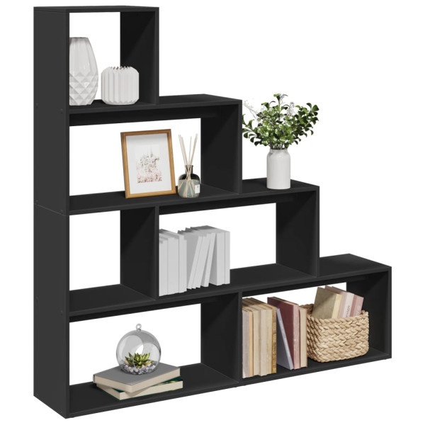 Librería divisora 4 niveles madera negra 143.5x29x143.5 cm D