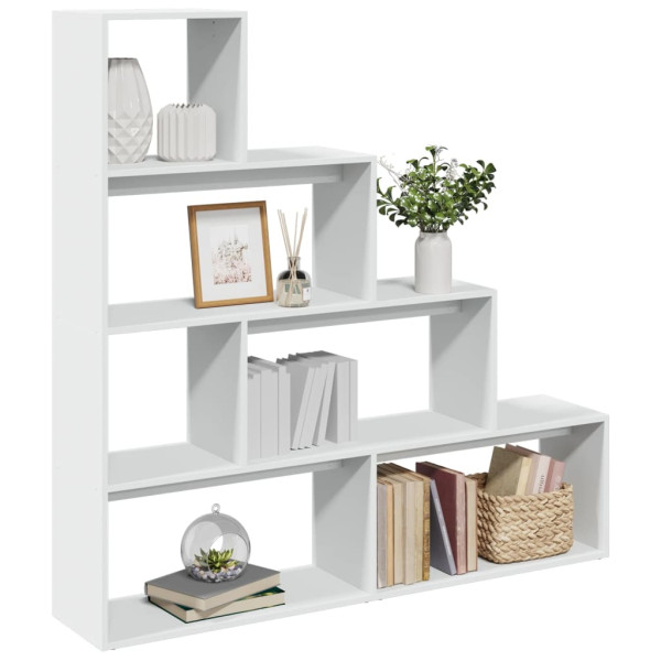 Librería divisora 4 niveles madera blanca 143.5x29x143.5 cm D