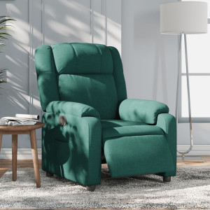 Sillón reclinable eléctrico tela verde oscuro D