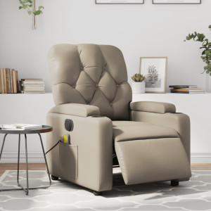 Sillón reclinable de masaje eléctrico cuero sintético capuchino D