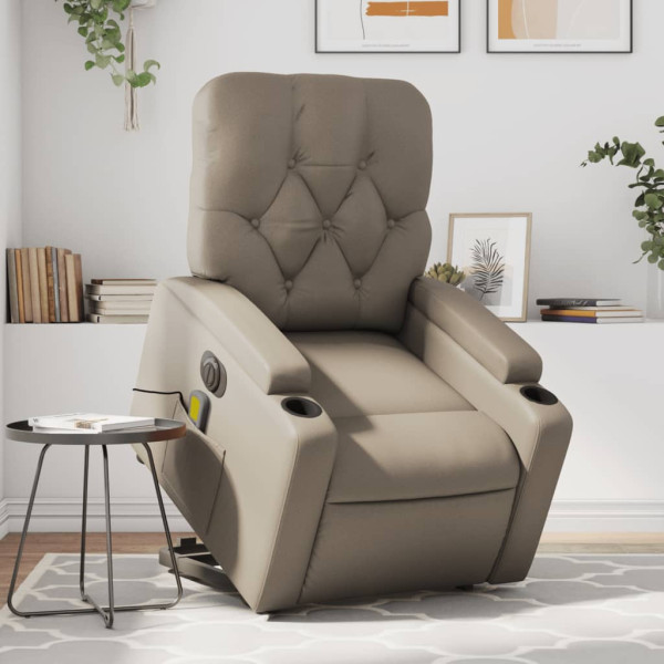 Sillón reclinable de masaje eléctrico cuero sintético capuchino D