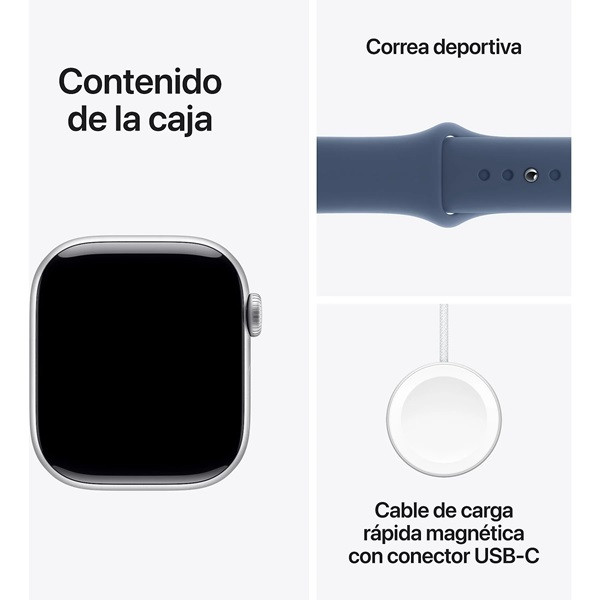 Apple Watch Serie 10 GPS 46mm aluminio plata sport band M/L azul denim M 5