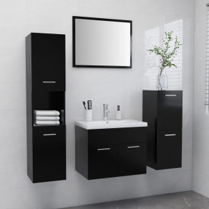 Conjunto de muebles de baño madera contrachapada negro D