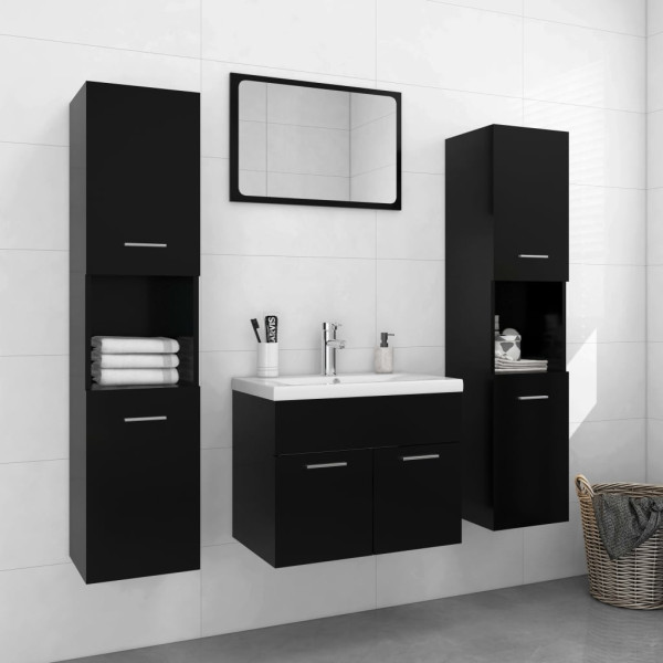 Juego de muebles de baño madera de ingeniería negro D