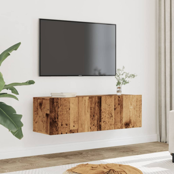 Muebles para TV de pared 2 uds madera envejecida 100x30x30 cm D