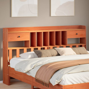 Cabecero de cama almacenaje madera maciza pino marrón 200 cm D