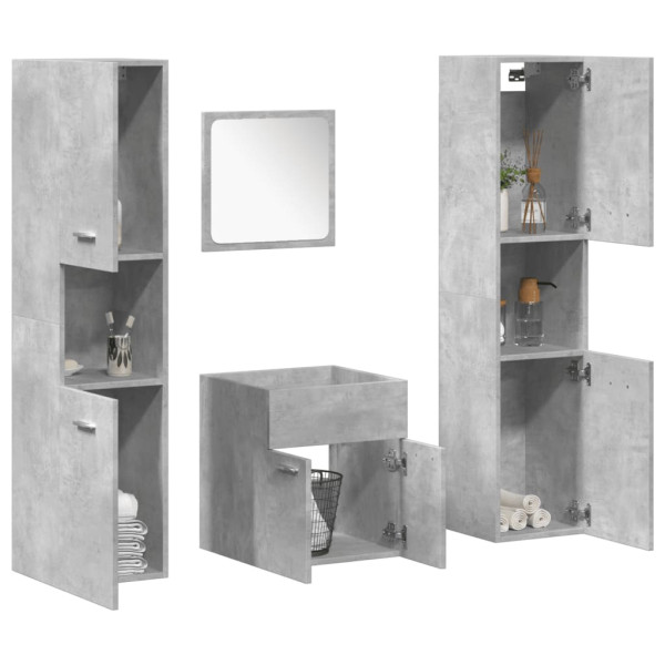 Juego muebles de baño 4 pzas madera contrachapada gris hormigón D