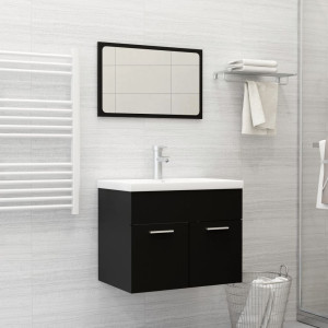 Conjunto de muebles de baño 2 pzas madera contrachapada negro D