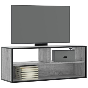 Mueble de TV madera y metal roble ahumado 100x31x39.5 cm D