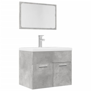 Set muebles de baño 2 piezas madera contrachapada gris hormigón D