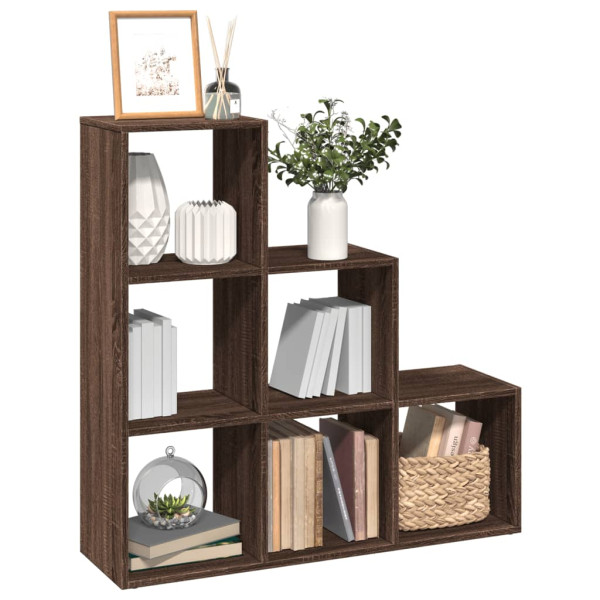 Librería divisor 3 niveles madera marrón roble 99x29x99 cm D