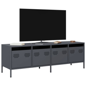 Armário de TV antracite de aço laminado frio 135x39x43.5 cm D