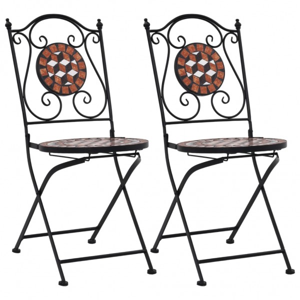 Mosaico cadeiras bistro 2 unidades cerâmica marrom D