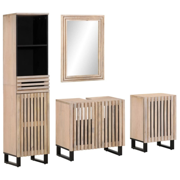 Conjunto de muebles de baño 4 piezas madera maciza de mango D