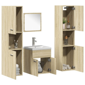 Juego de muebles de baño 5 pzas madera ingeniería roble Sonoma D