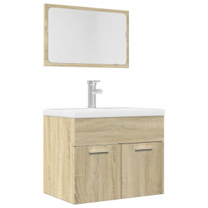 Set de muebles de baño 2 pzas madera contrachapada roble Sonoma D