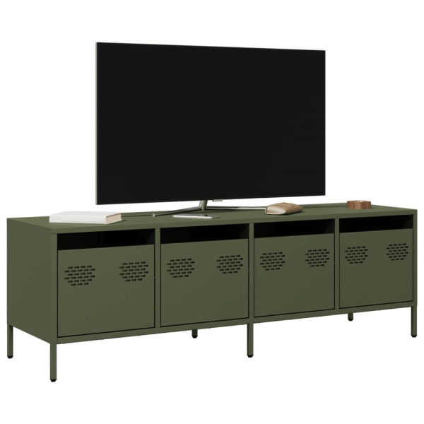 Mueble TV acero laminado en frío verde oliva 135x39x43.5 cm D